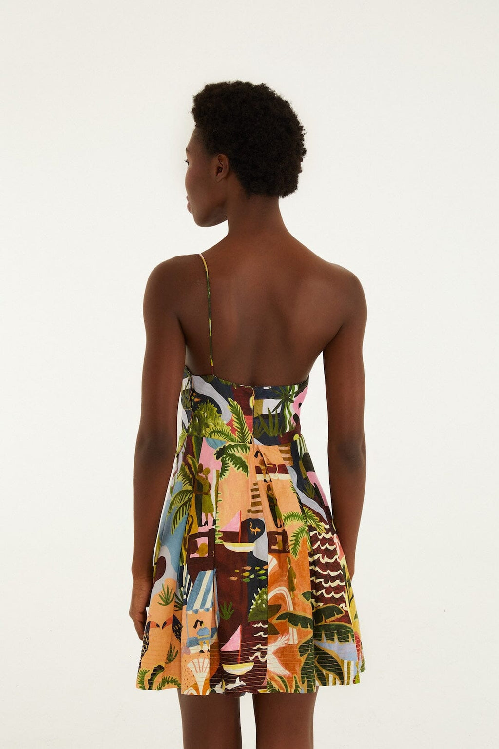 Multicolor Tropical Painting Lenzing™ Ecovero™ Euroflax™ Mini Dress