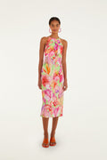 Multicolor Artsy Flora Euroflax™ Premium Linen Midi Dress