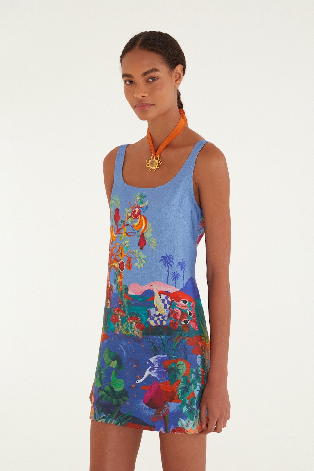 Multicolor Dream Landscape Euroflax™ Premium Linen Mini Dress