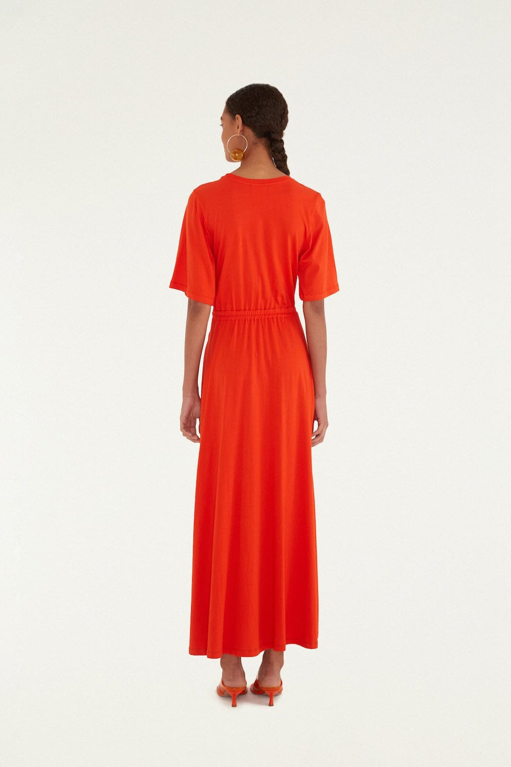 Red Artsy Flora Cut-Out Organic Cotton Maxi Dress