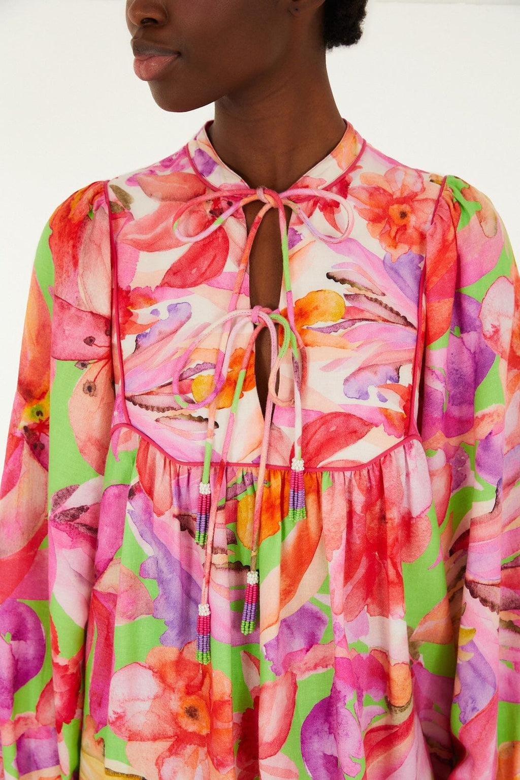 Multicolor Artsy Flora Lenzing™ Ecovero™ Euroflax™ Mini Dress