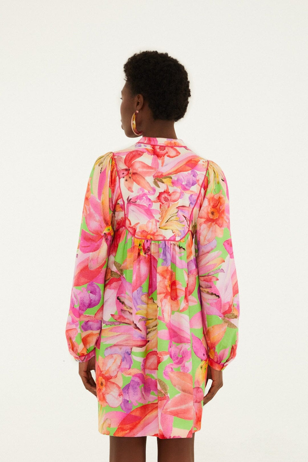 Multicolor Artsy Flora Lenzing™ Ecovero™ Euroflax™ Mini Dress