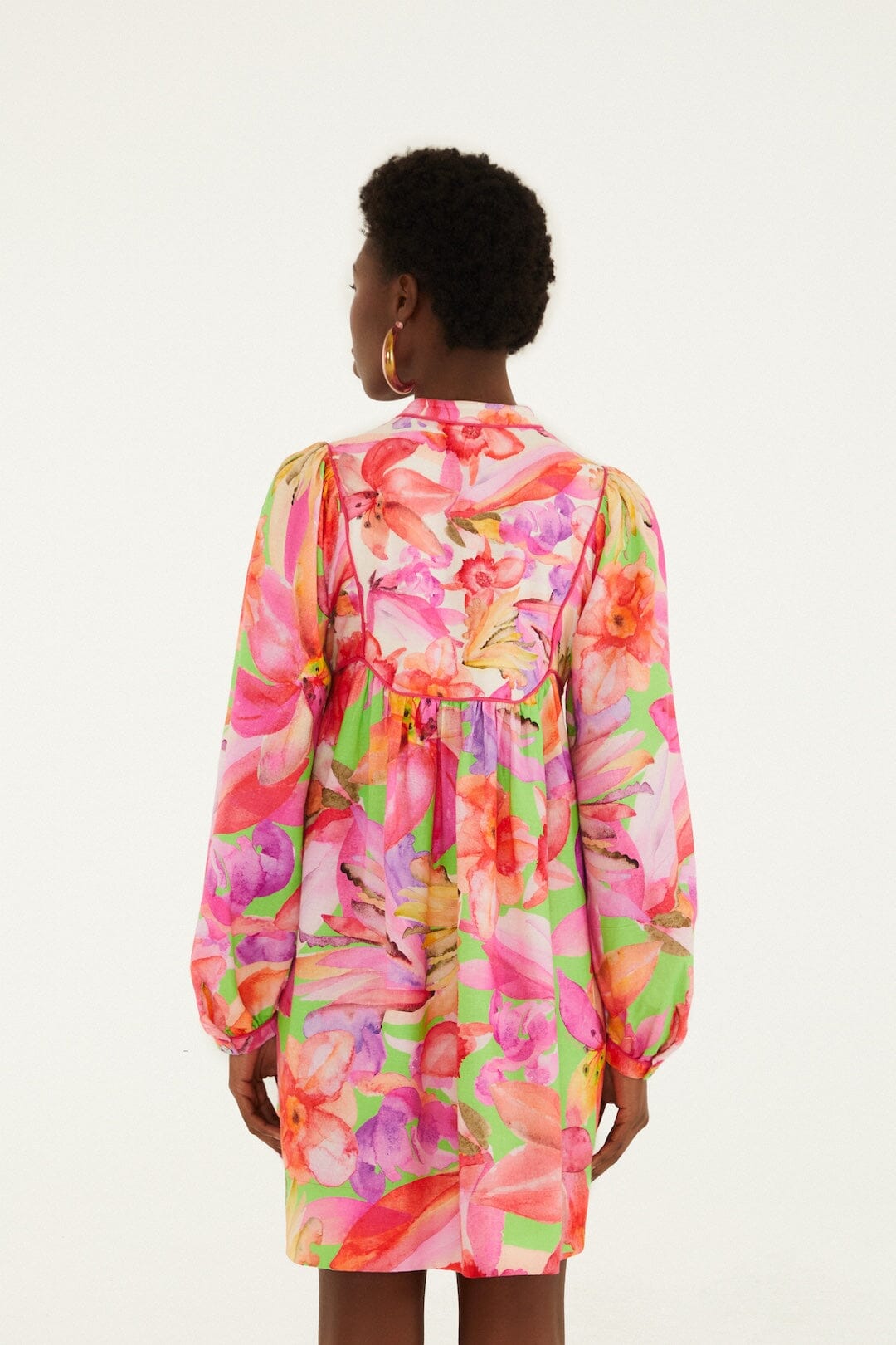 Multicolor Artsy Flora Lenzing™ Ecovero™ Euroflax™ Mini Dress