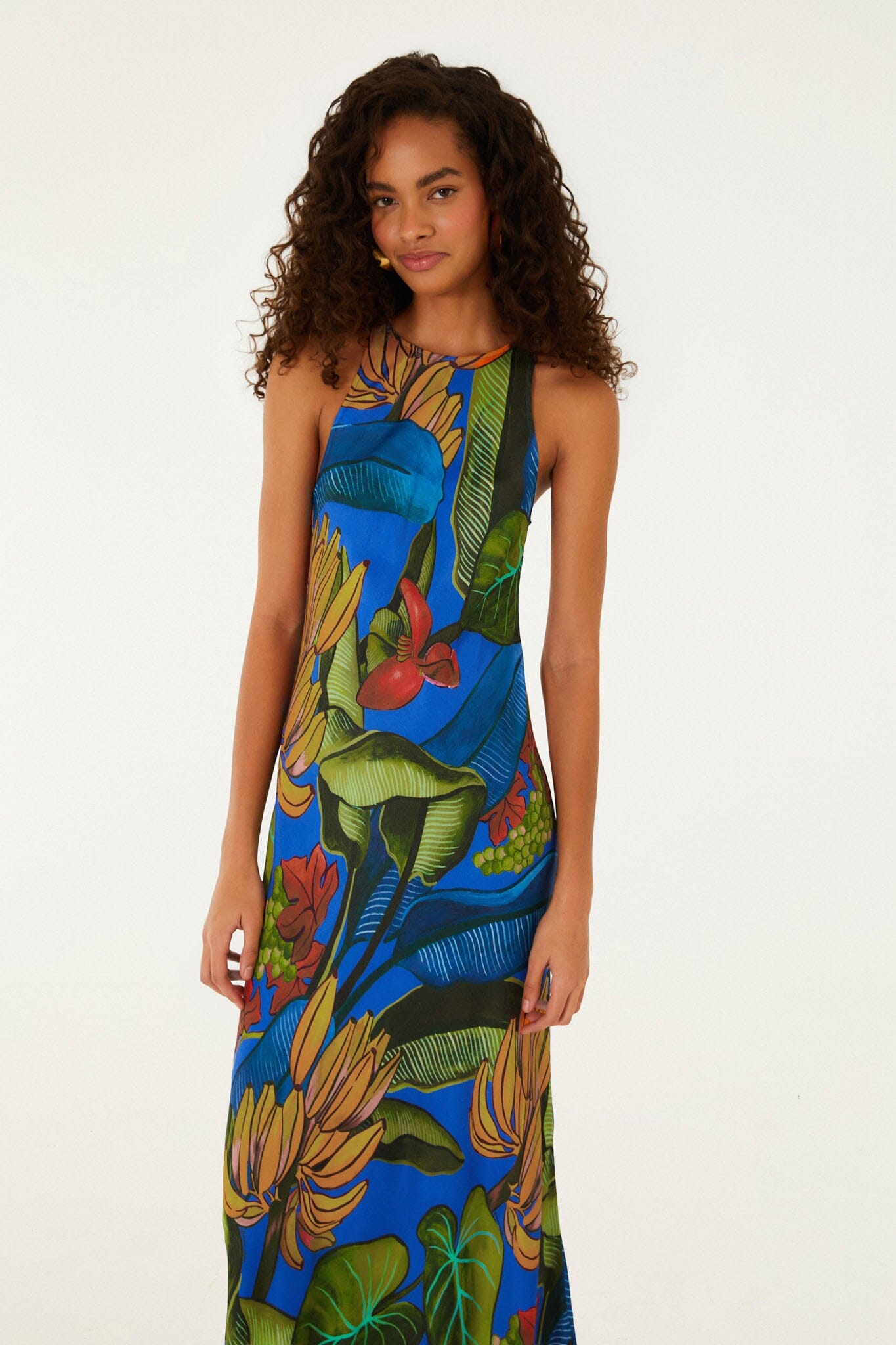 Blue Banana Grapes Sleeveless Lenzing Ecovero Maxi Dress