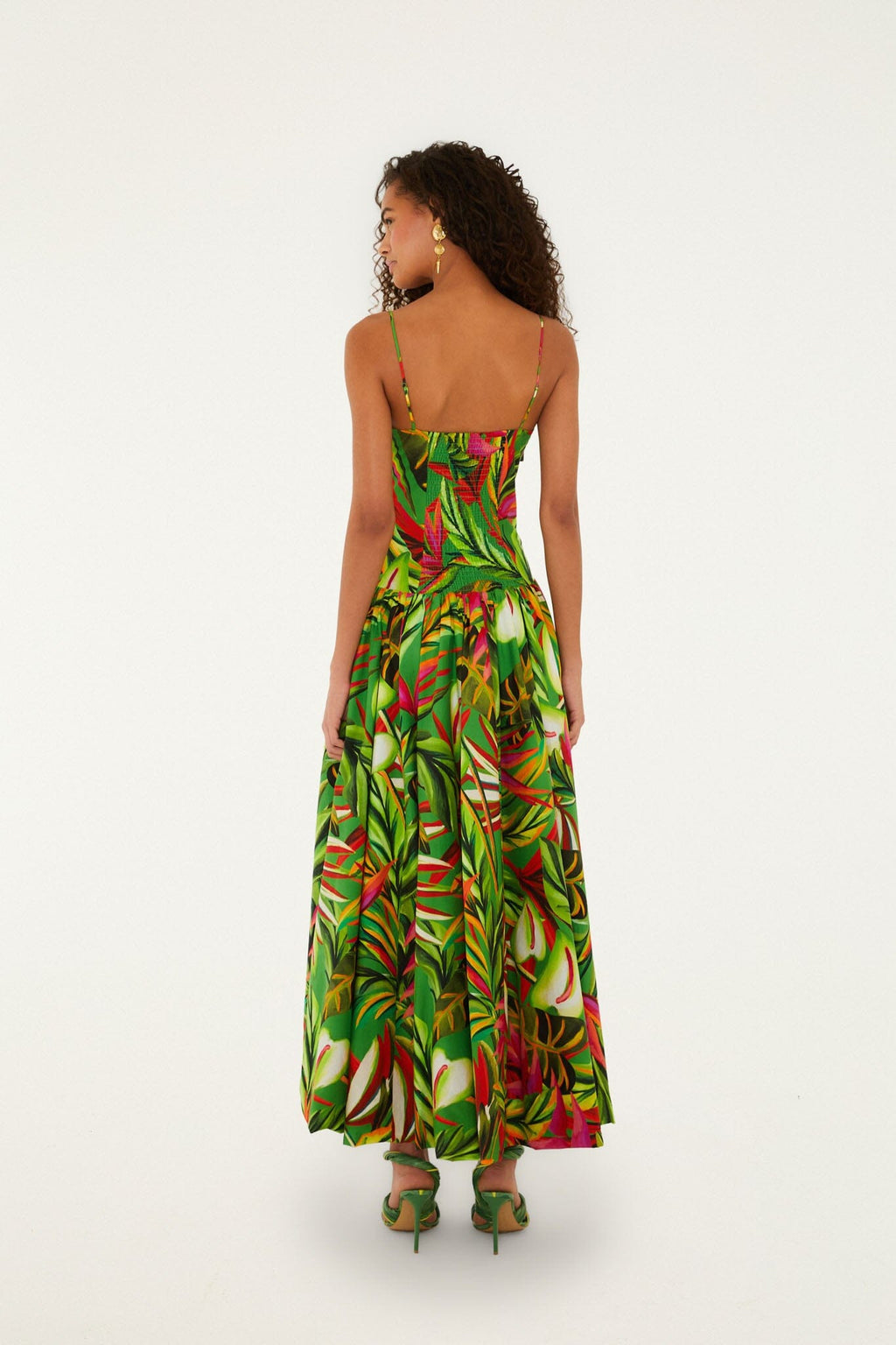 Green Tropical Dream Draped Organic Cotton Maxi Dress
