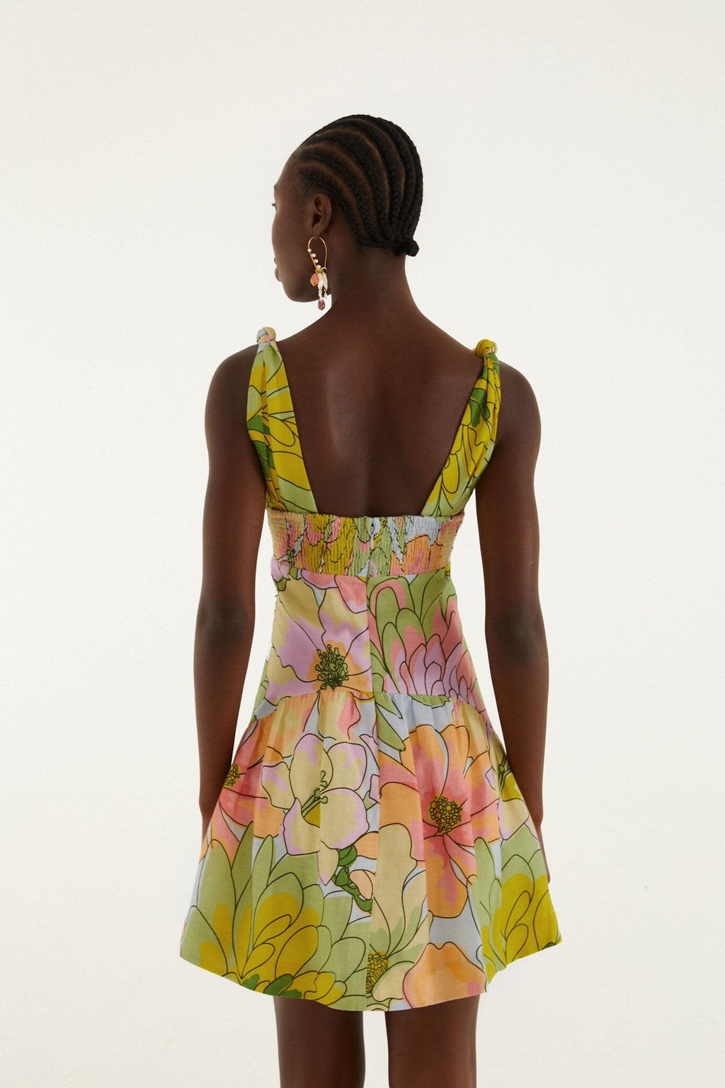 Light Blue Spring Affair Cut-Out Euroflax Premium Linen Mini Dress