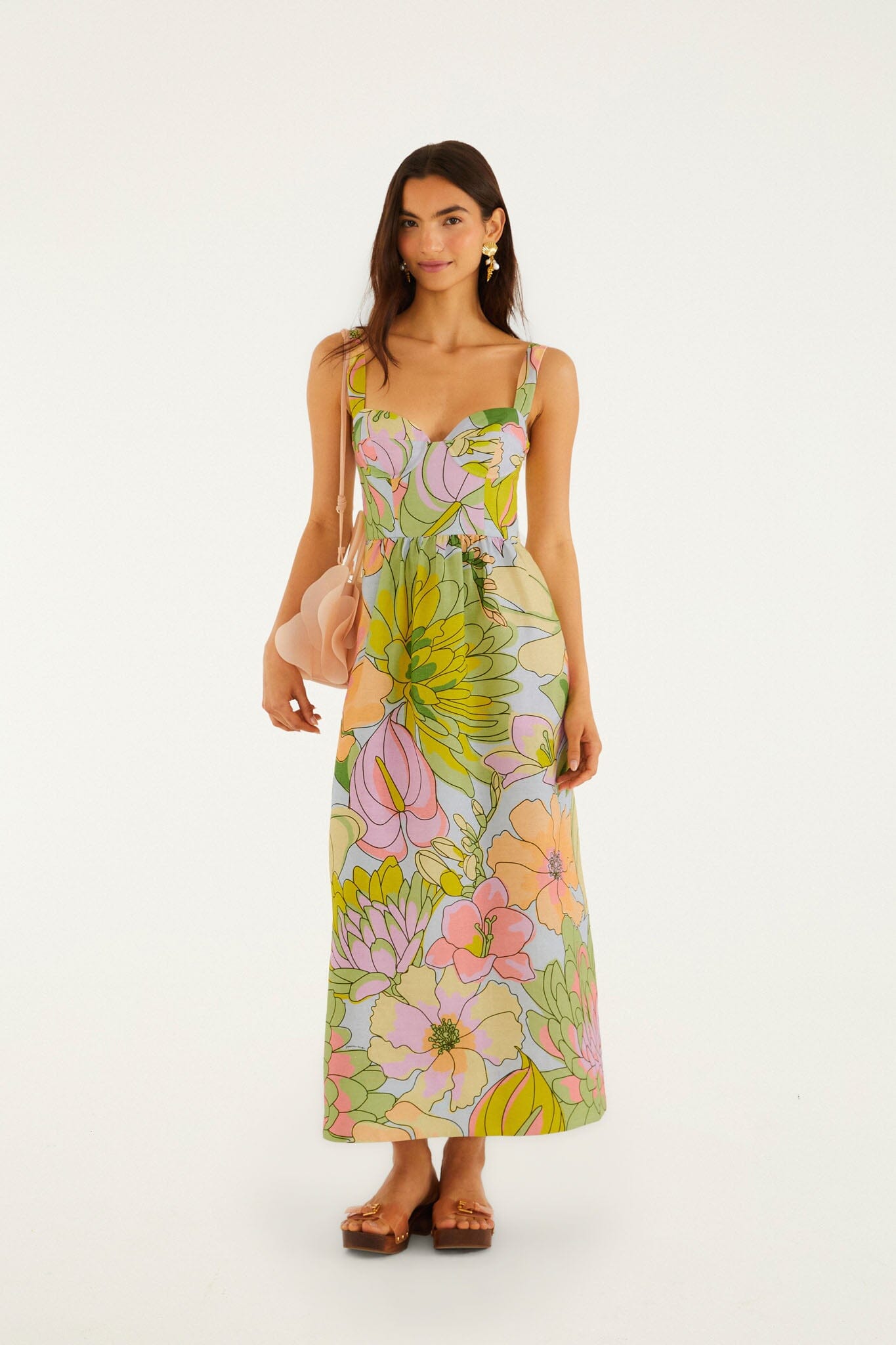 Light Blue Spring Affair Euroflax Premium Linen Maxi Dress