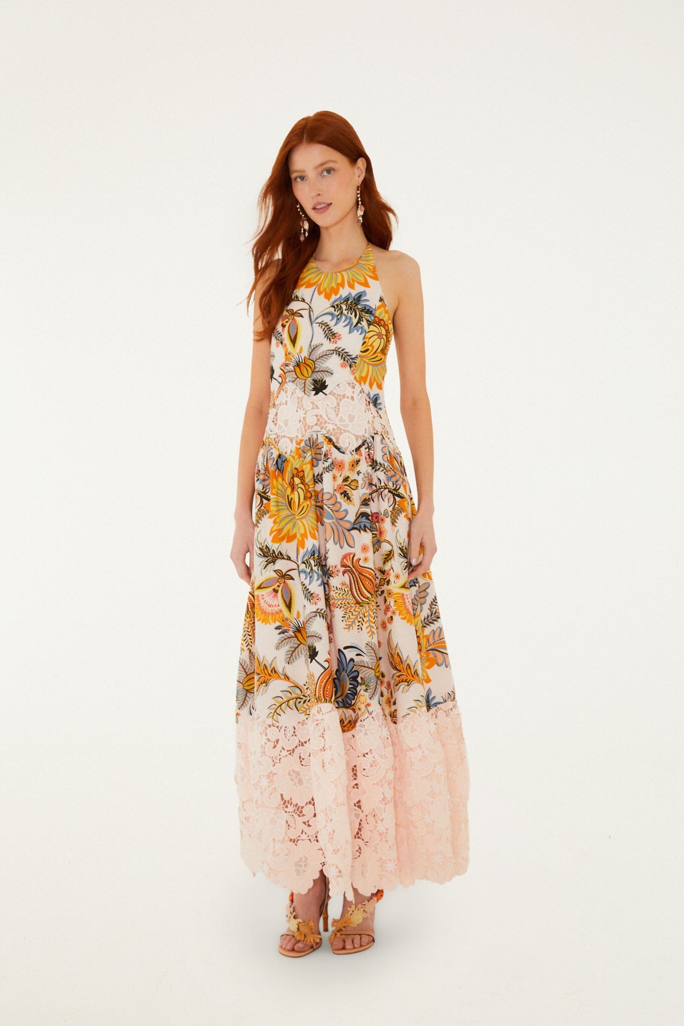 Light Pink Ligia Floral Lace Lenzing Ecovero Euroflax Maxi Dress