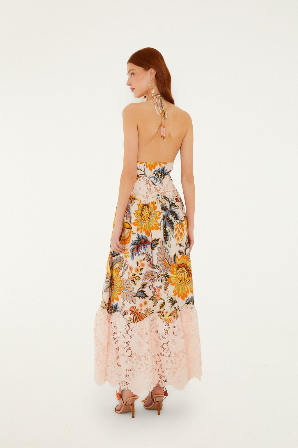 Light Pink Ligia Floral Lace Lenzing Ecovero Euroflax Maxi Dress