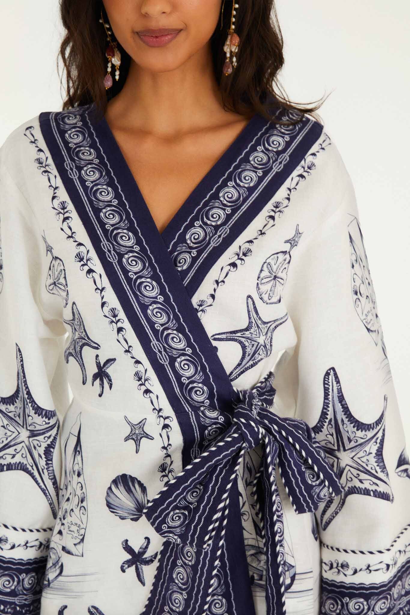 Off-White Coast Scarf Euroflax Premium Linen Mini Dress