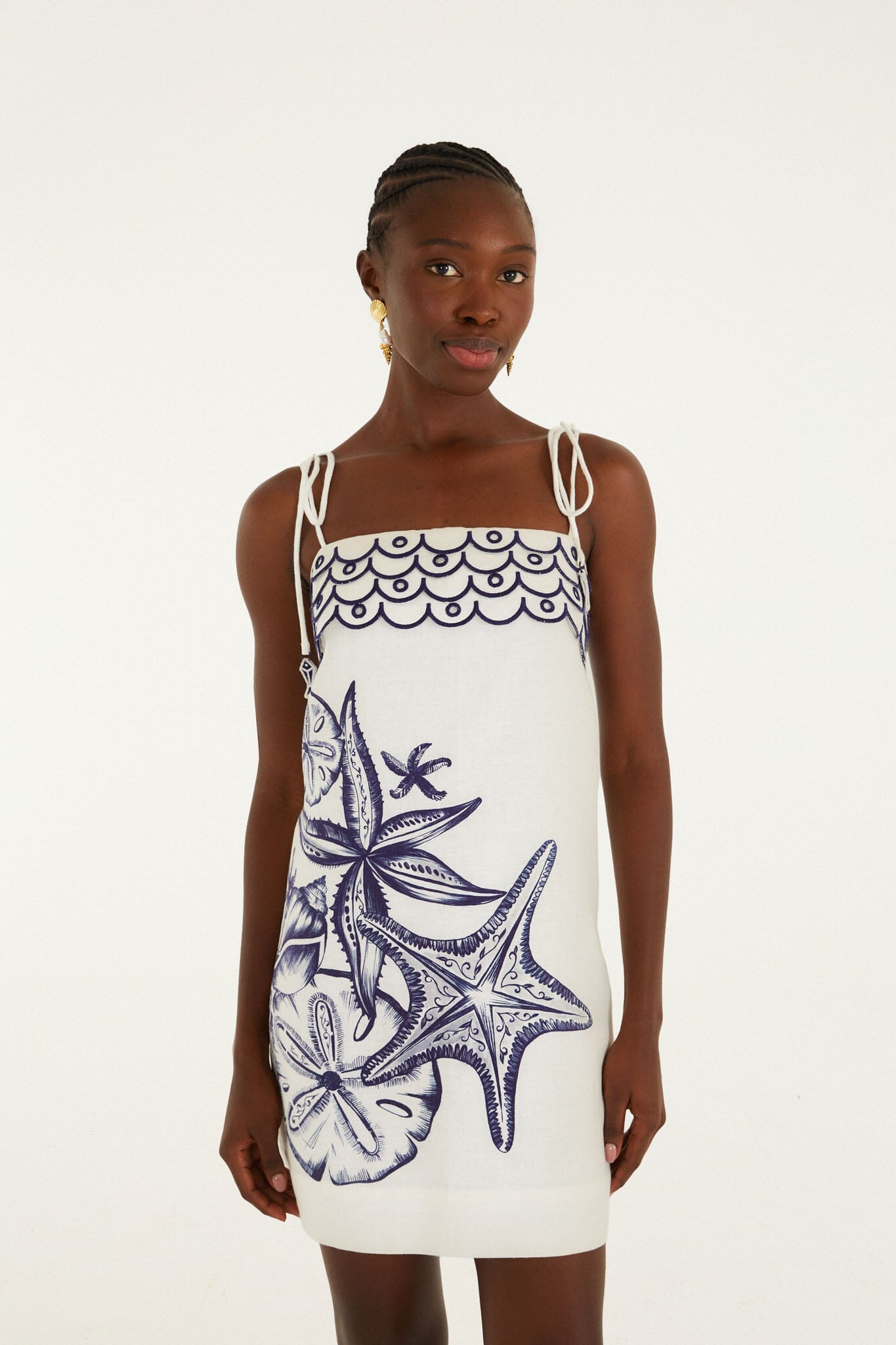 Off-White Coast Stars Euroflax Premium Linen Mini Dress
