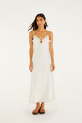 Off-White Paper Boat 3d Lenzing Ecovero Euroflax Maxi Dress